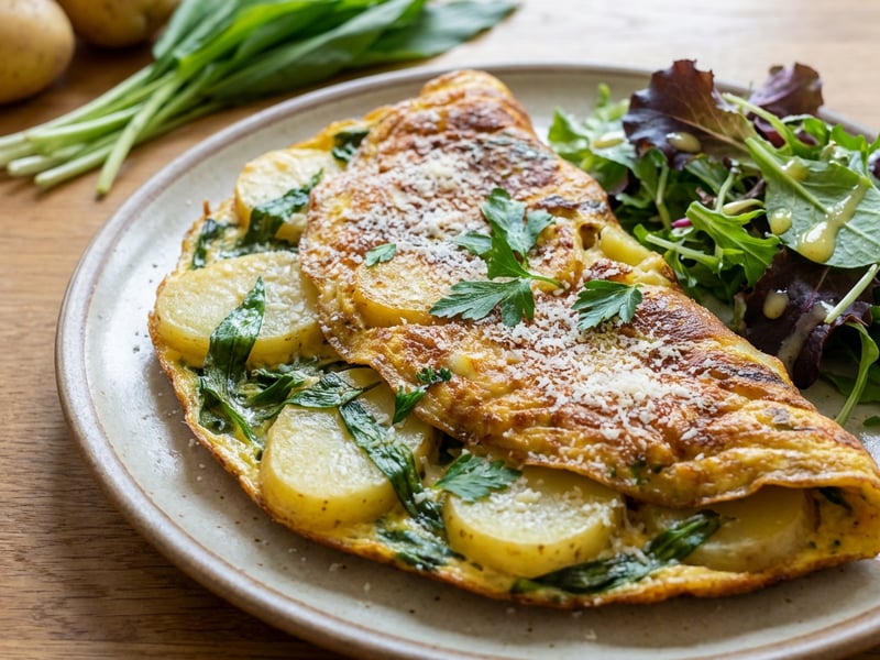 Potato Omelette with Wild Garlic