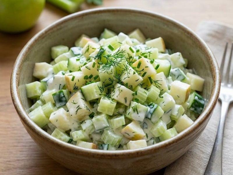 Cucumber salad with apples and yogurt