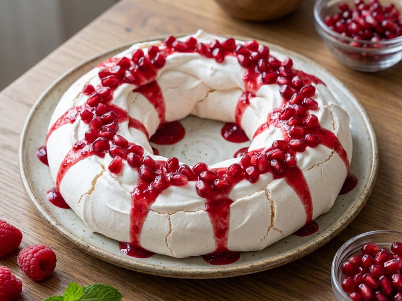 Věnec Pavlova s granátovým jablkem
