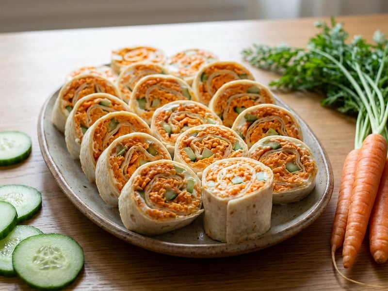 Tortillové rolky s mrkvovou pomazánkou