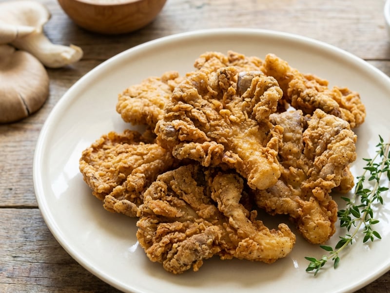 Fried Oyster Mushrooms in Homemade Soy Buttermilk