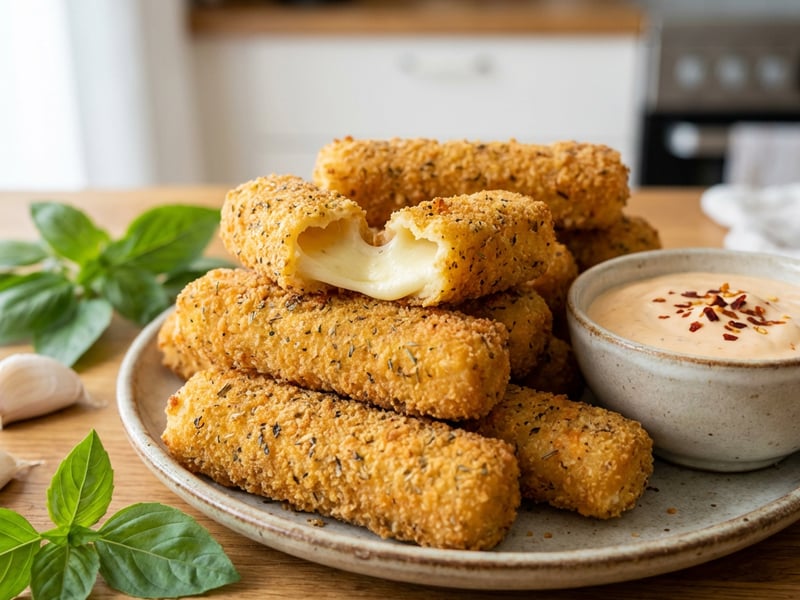 Mozzarellové tyčinky s dipem z uzené papriky