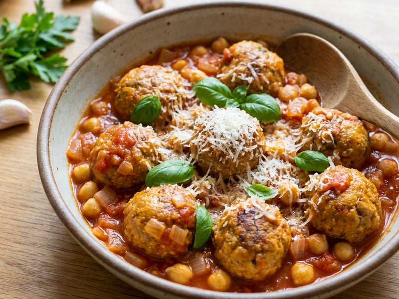 Beef Meatballs with Tomato Sauce
and Chickpeas