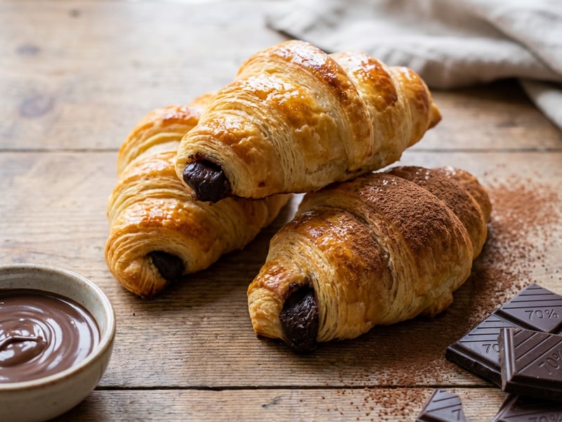 Puff Pastry Croissants with Chocolate Filling