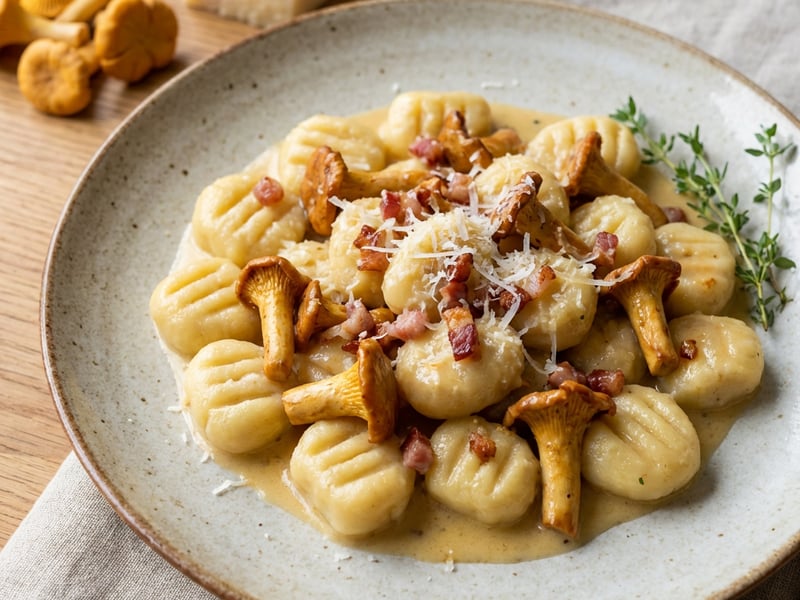 Homemade Gnocchi with Chanterelles and Pecorino