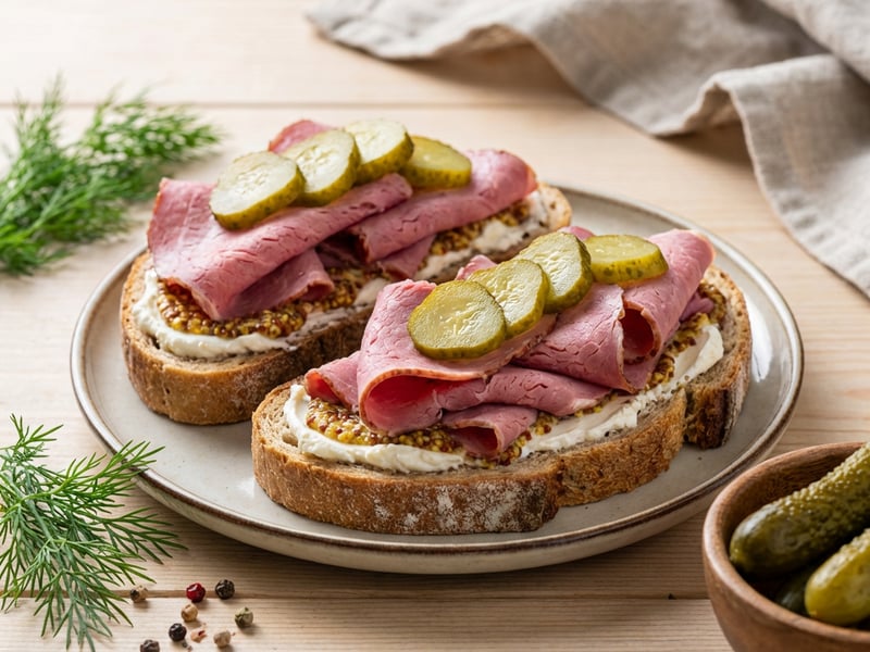 Bread with pastrami