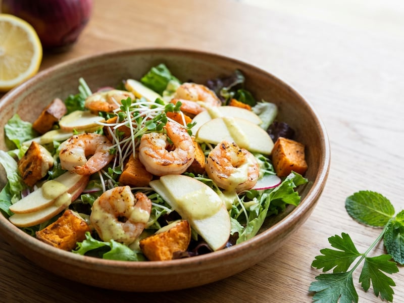 Salad with Shrimp and Curry Dressing