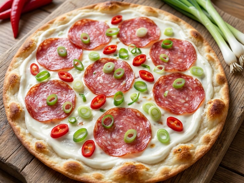 Flammkuchen with Salami