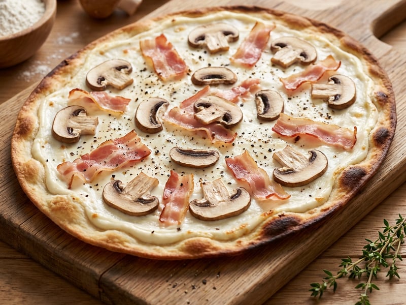 Flammkuchen s houbami
