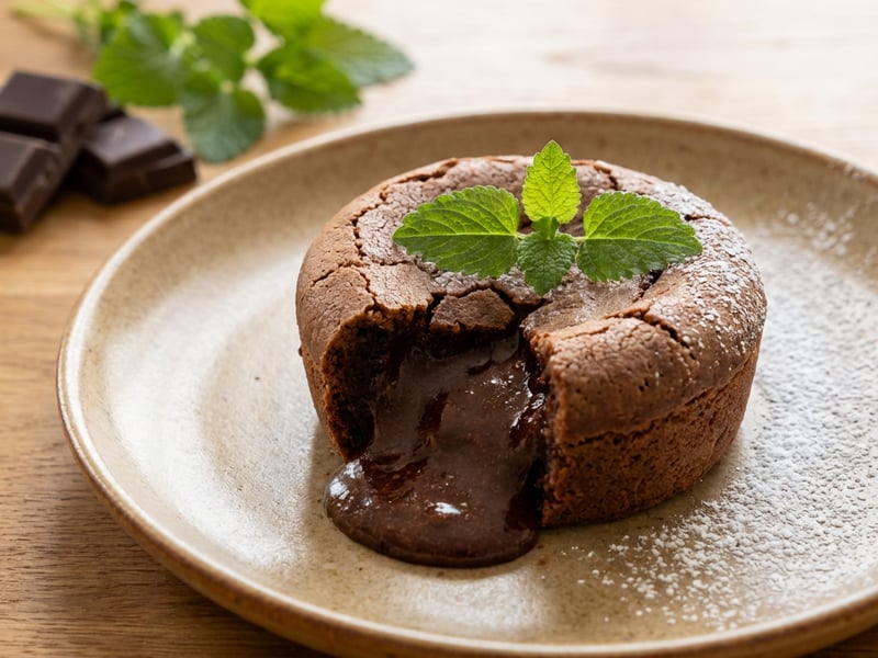 Chocolate Fondant with Lemon Balm