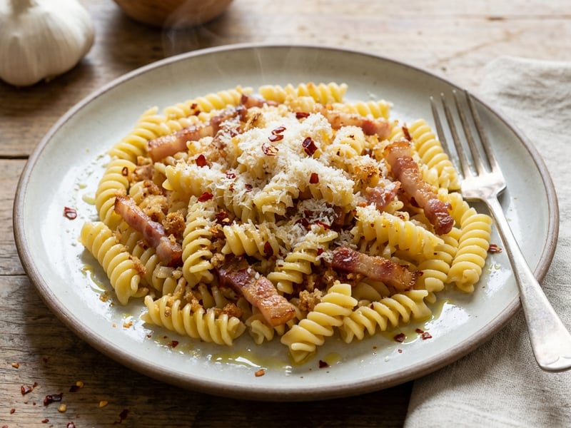 Country-style fusilli from Matera with dried peppers