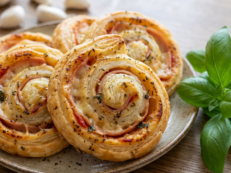 Cheese and Ham Puff Pastry Snails