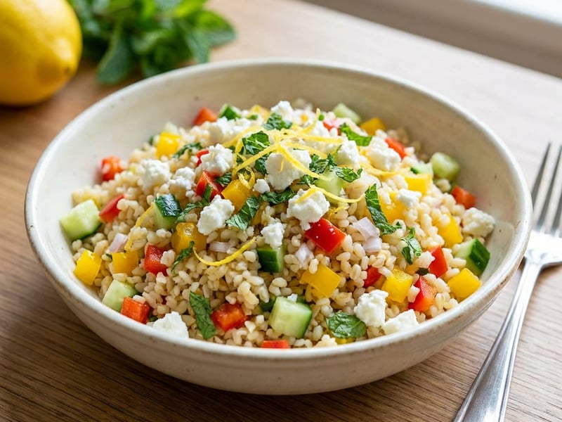 Bulgur salad with feta cheese