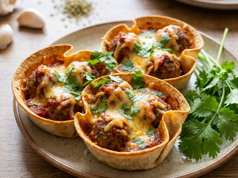 Tortilla Muffins with Ground Meat
