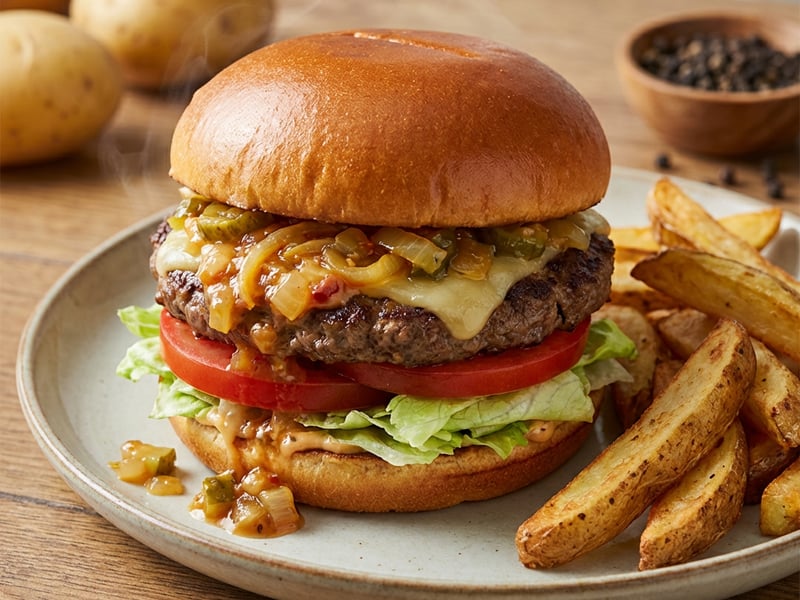 Hamburger s hranolky