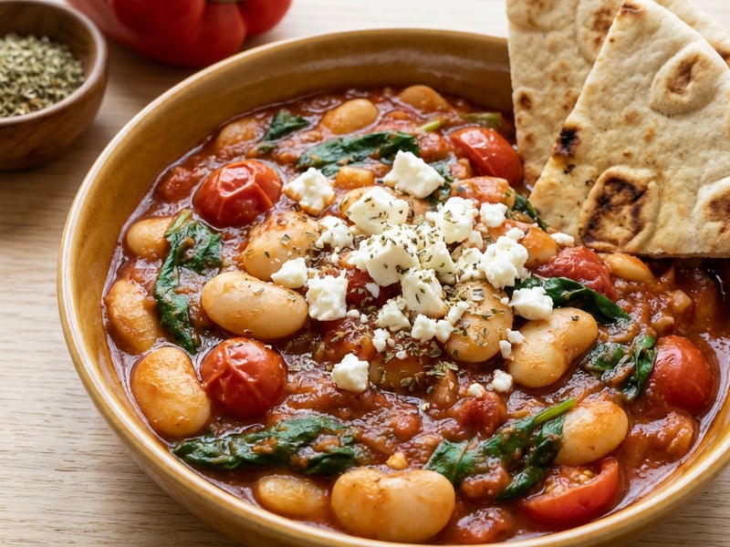 Bean mixture with feta cheese