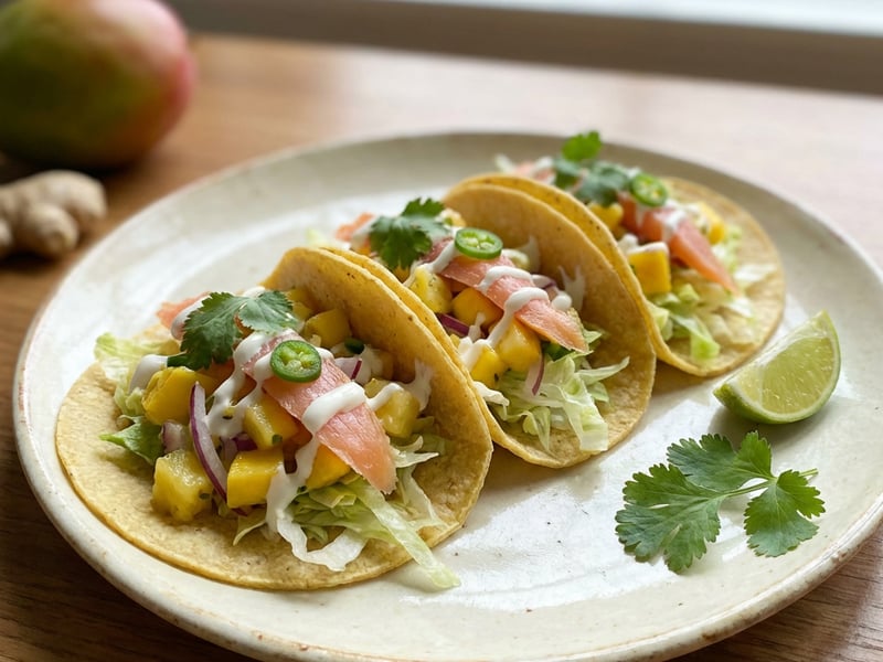 Tacos with Mango Salad and Salmon Trout