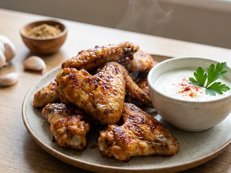 Grilled Chicken Wings with Yogurt Dip