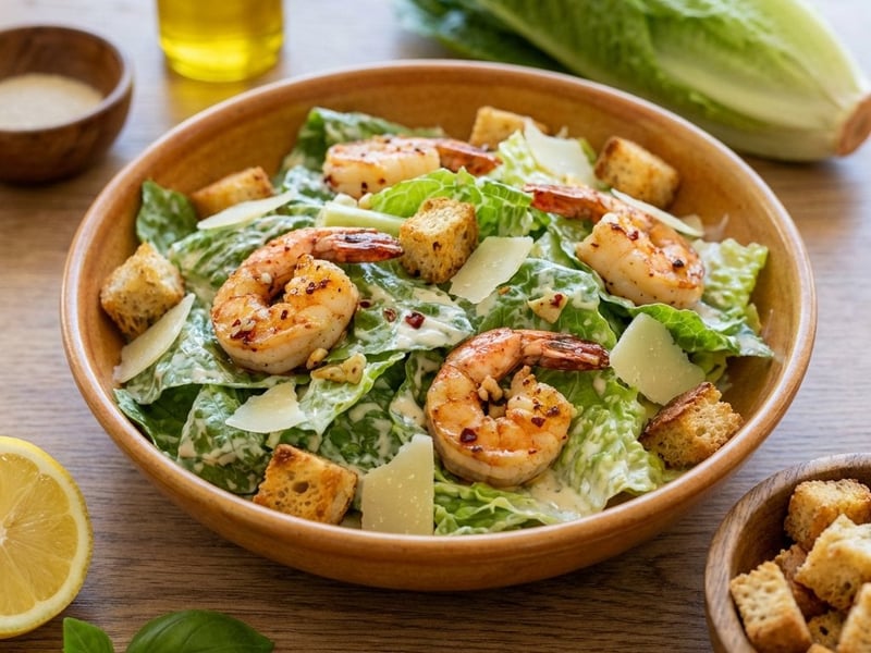 Caesar salad with shrimp
