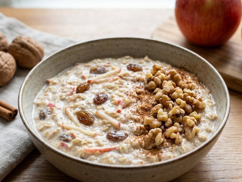 Overnight Oatmeal with Apple and Nuts