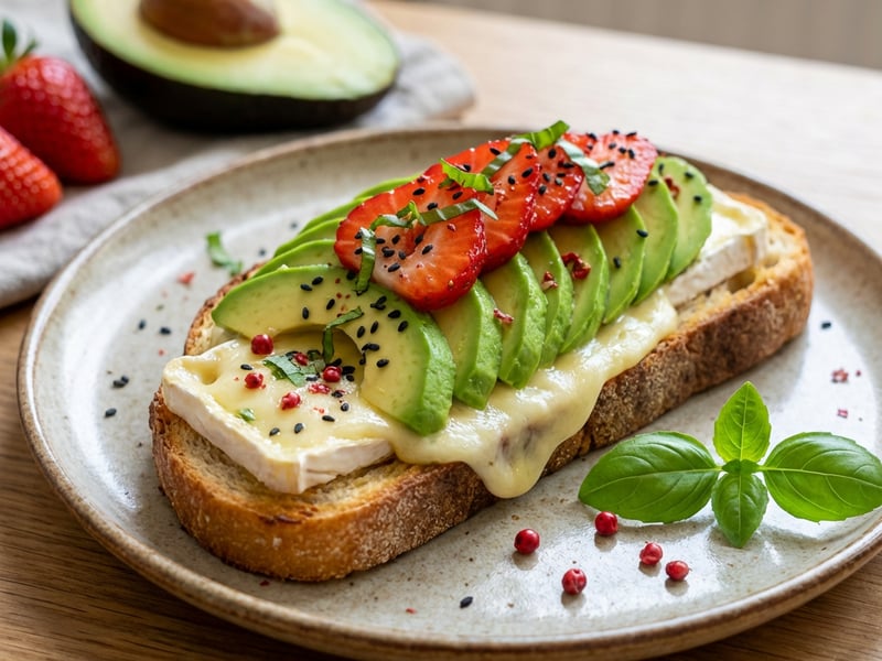 Toast with Camembert and Strawberries