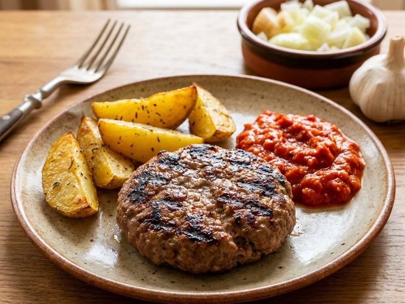 Pljeskavica with Ajvar