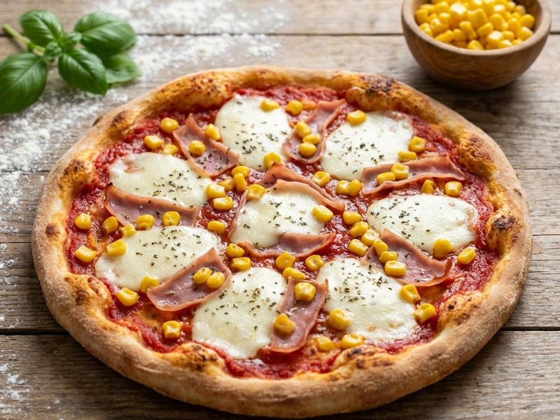 Pizza with corn