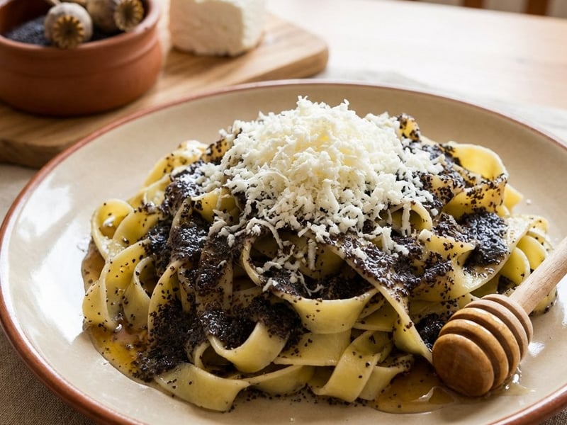 Noodles with poppy seeds