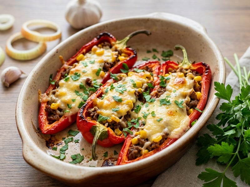 Bell Peppers Baked with Beef