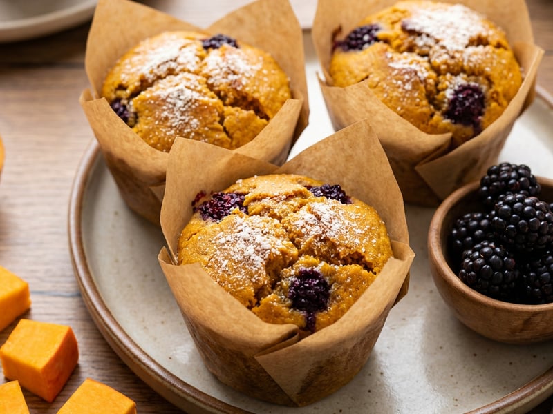 Dýňové muffiny s ostružinami