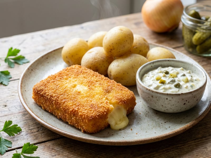 Fried Cheese with Potatoes