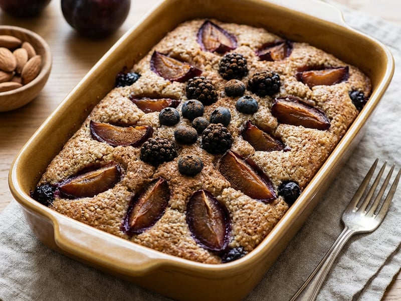Friand Cake with Plums