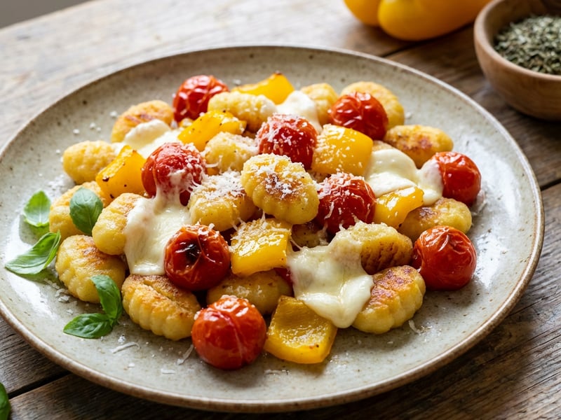 Křupavé gnocchi se zeleninou z plechu
