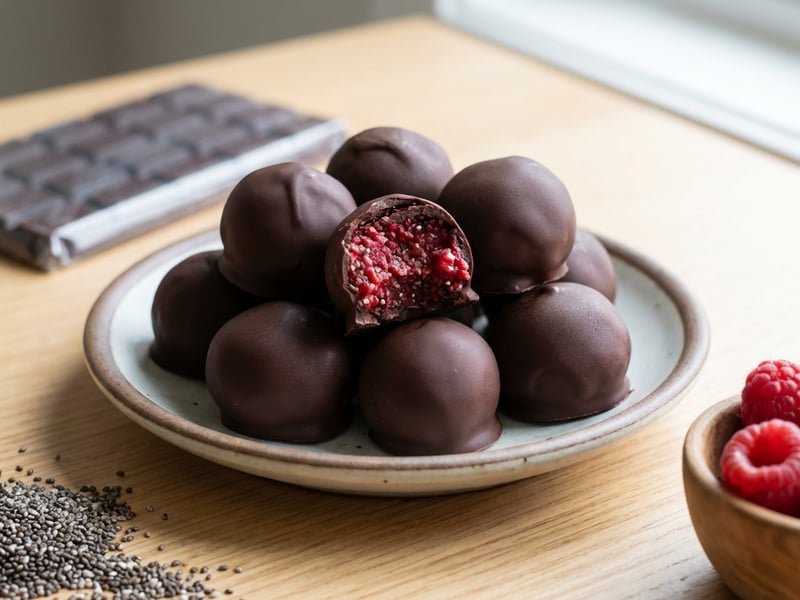 Raspberries in chocolate