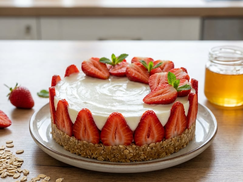 Cheesecake with strawberries