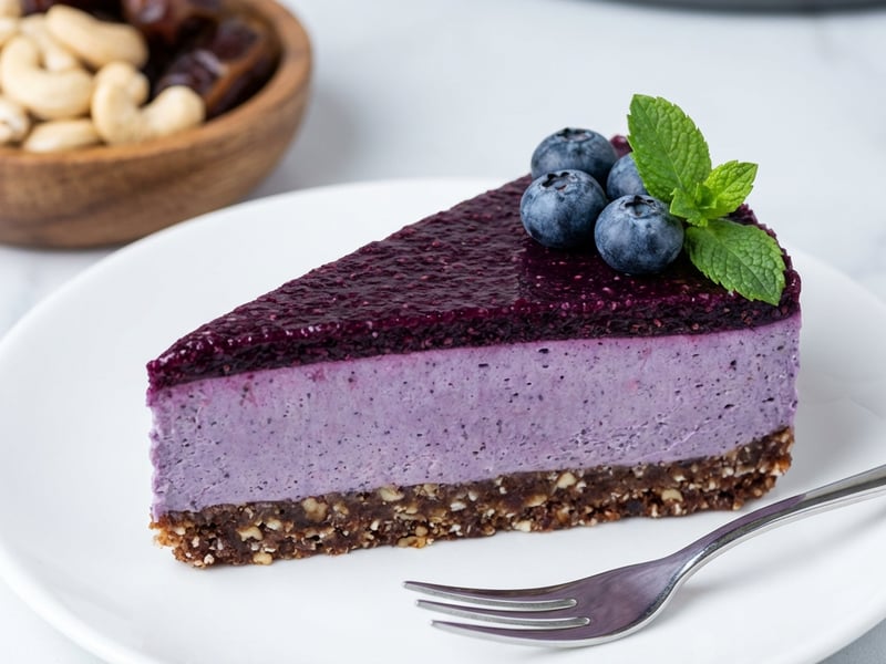 Nepečený borůvkový cheesecake