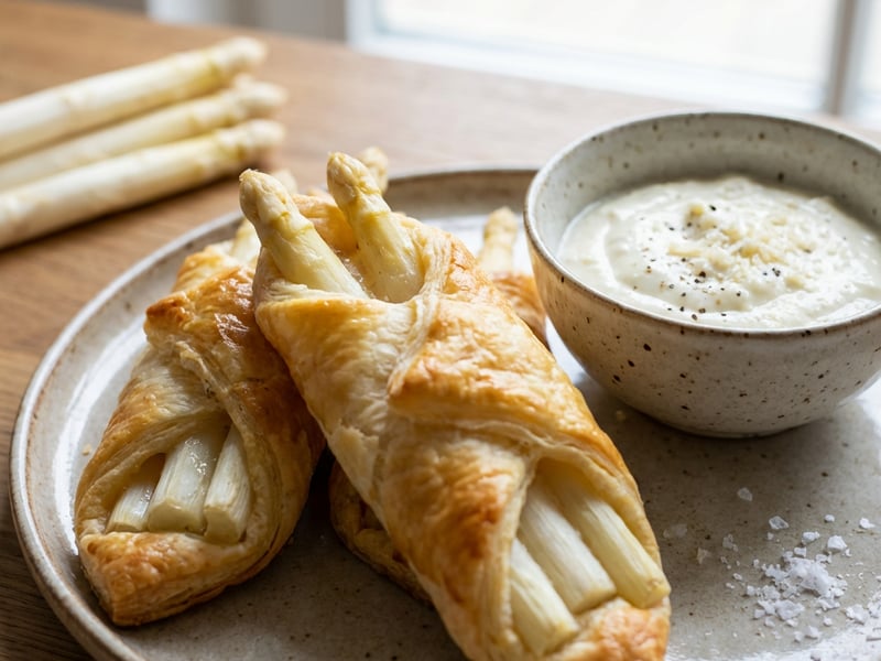 Asparagus Rolls and Parmesan Dip