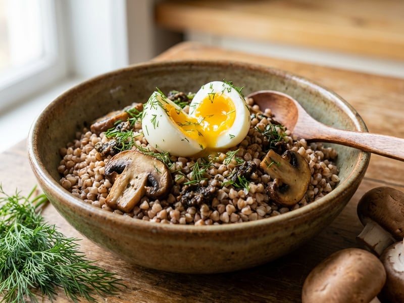 Buckwheat with Mushrooms and Egg