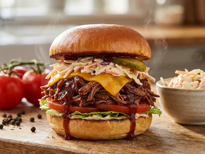 Pulled Beef Burger with Coleslaw