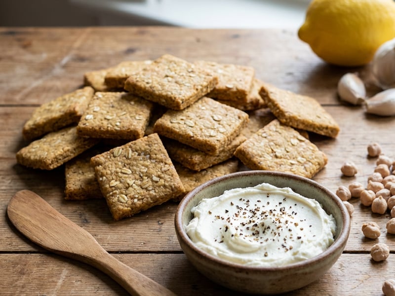 Chickpea Crackers with Homemade Cream Cheese