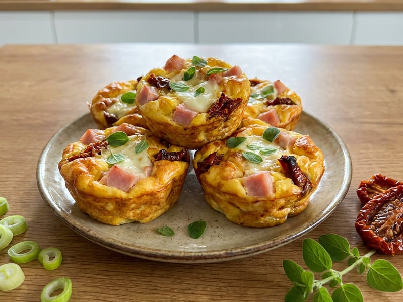 Vaječné muffiny se šunkou a mozzarellou