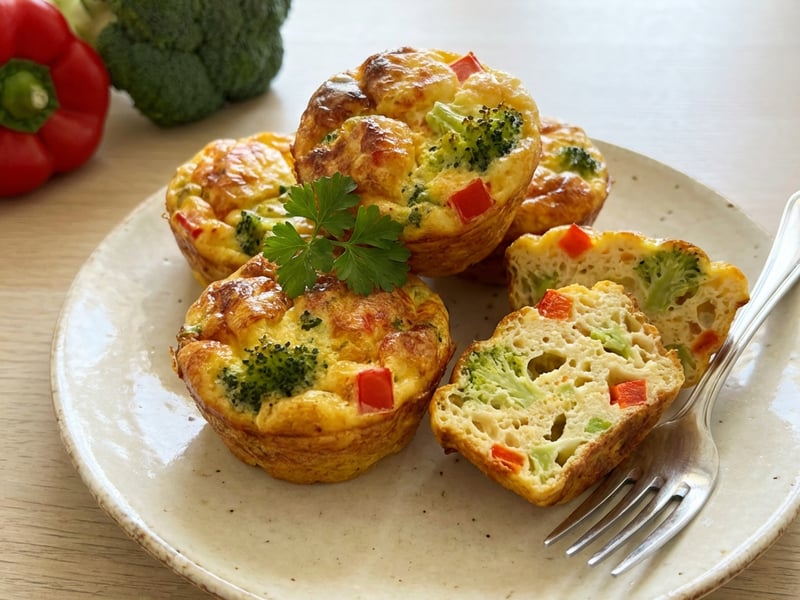 Egg Muffins with Broccoli and Bell Pepper