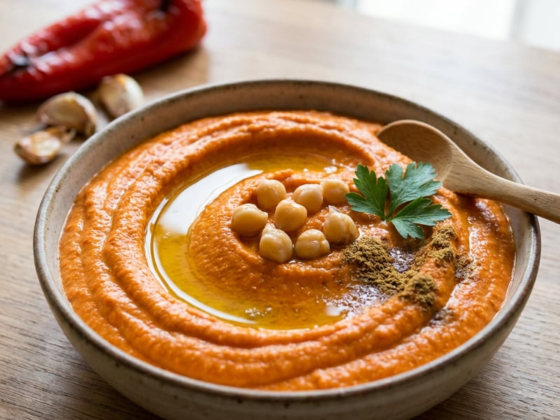 Hummus with Roasted Bell Pepper and Garlic by Pavel Berky