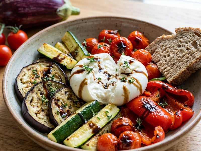 Roasted Vegetable Salad with Burrata