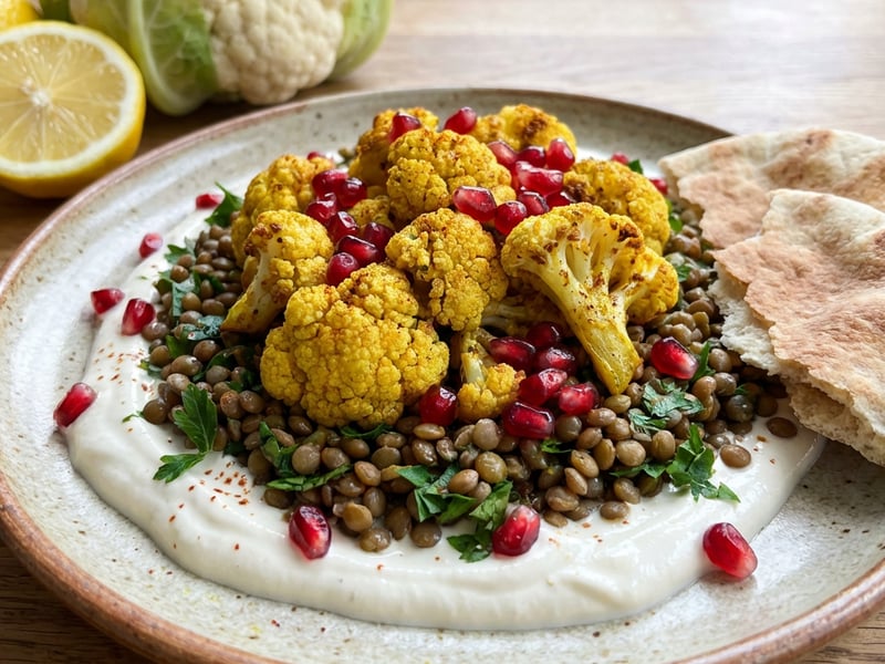 Lentil salad with cauliflower