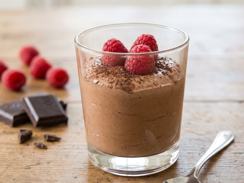 French Chocolate Mousse with Raspberries