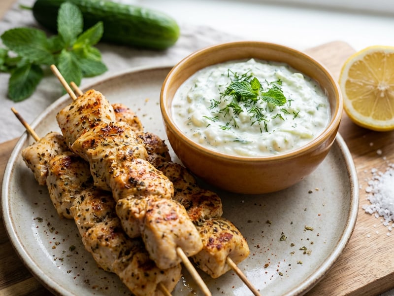 Řecké kuřecí souvlaki s tzatziki