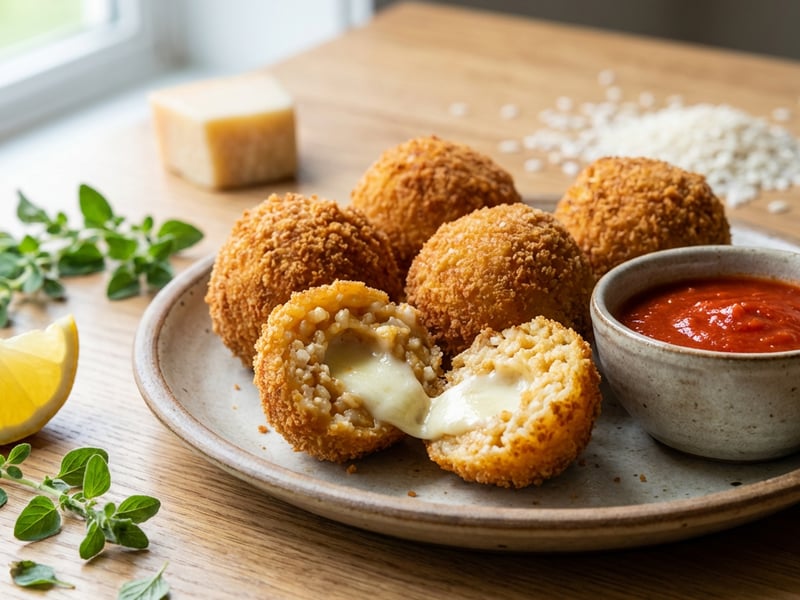 Arancini stuffed with cheese 