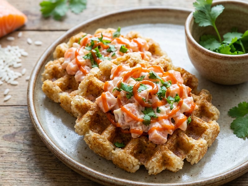Rýžové waffle s lososem