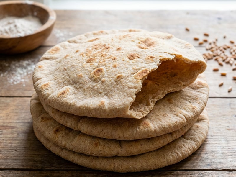 Domácí celozrnný pita chléb